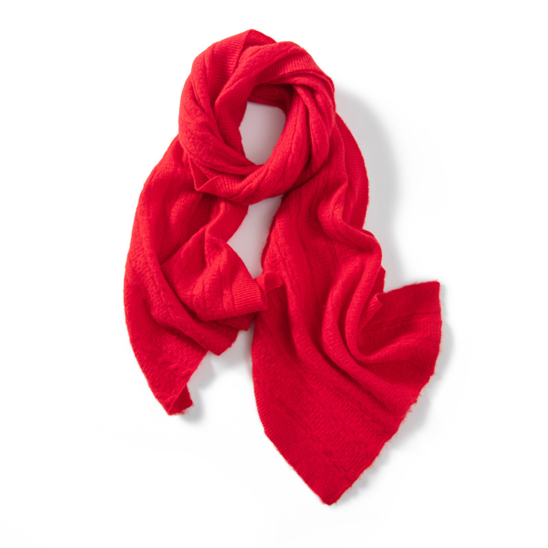 100% Cashmere Knit Ribbed Scarf Warm Style REAL SILK LIFE