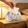 (25cm)Winter Pearl Three Birds DIY Diamond Painting PU Tissue Holder Box