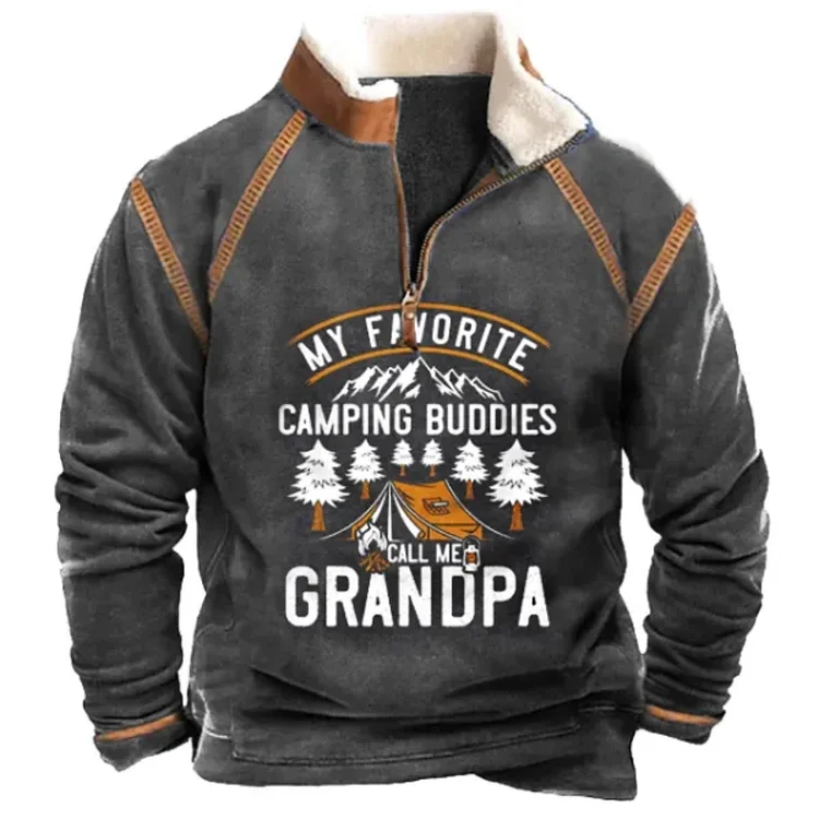 Comstylish Men's Retro Outdoor Standing Collar Sweatshirt
