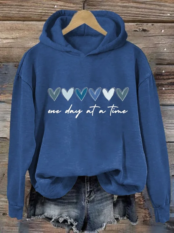 Women's One Day At A Time Print Casual Sweatshirt