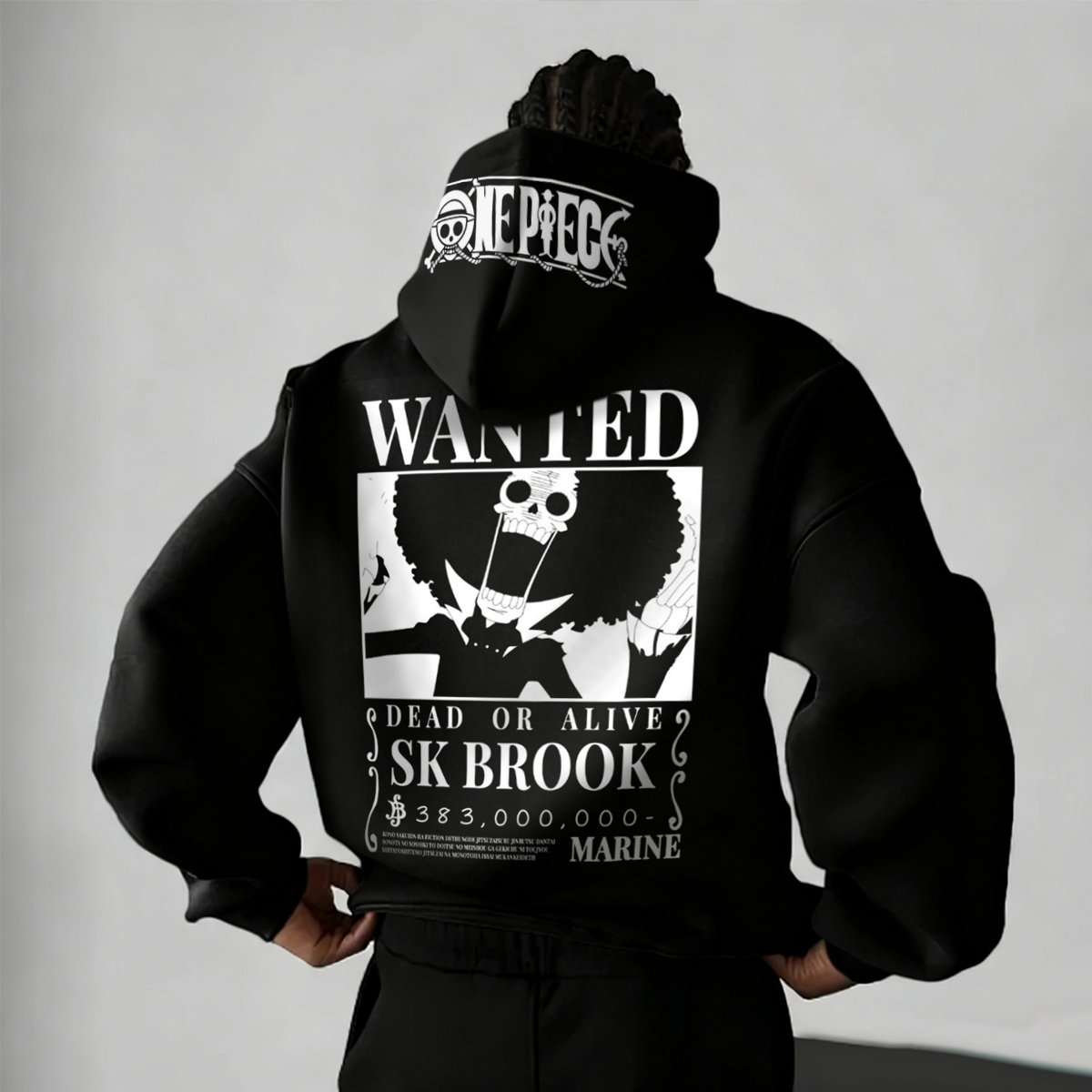 Soul King Brook Hoodie &ndash; Vibrant Green Skeleton Art Design for Anime Fans