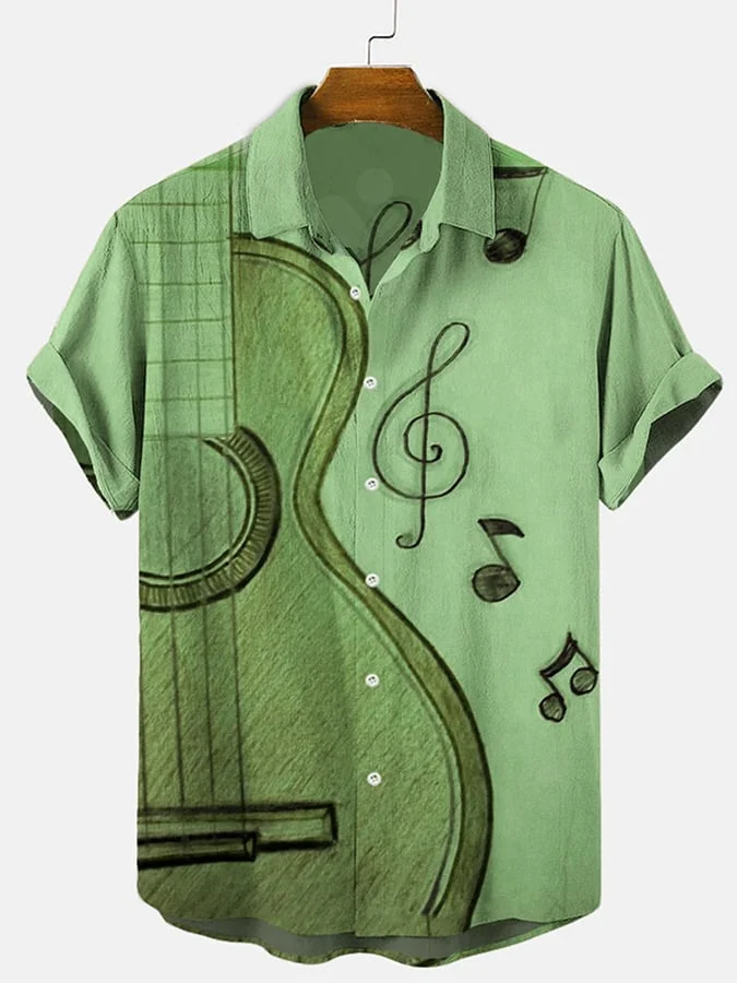 Music Elements Fashion Print Beach Short-sleeved Top