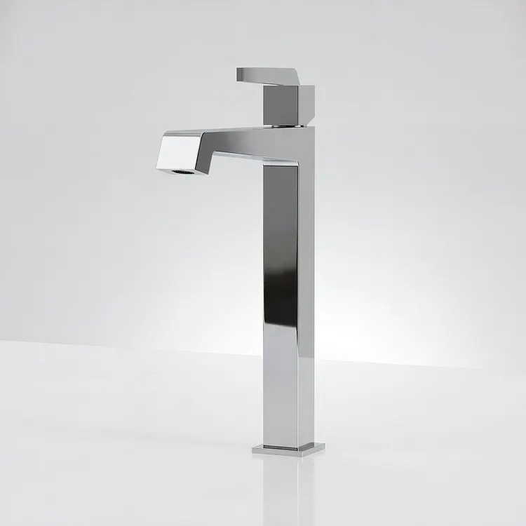 EVERSTEIN Modern Square Tall Vessel Sink Faucet in Polished Chrome