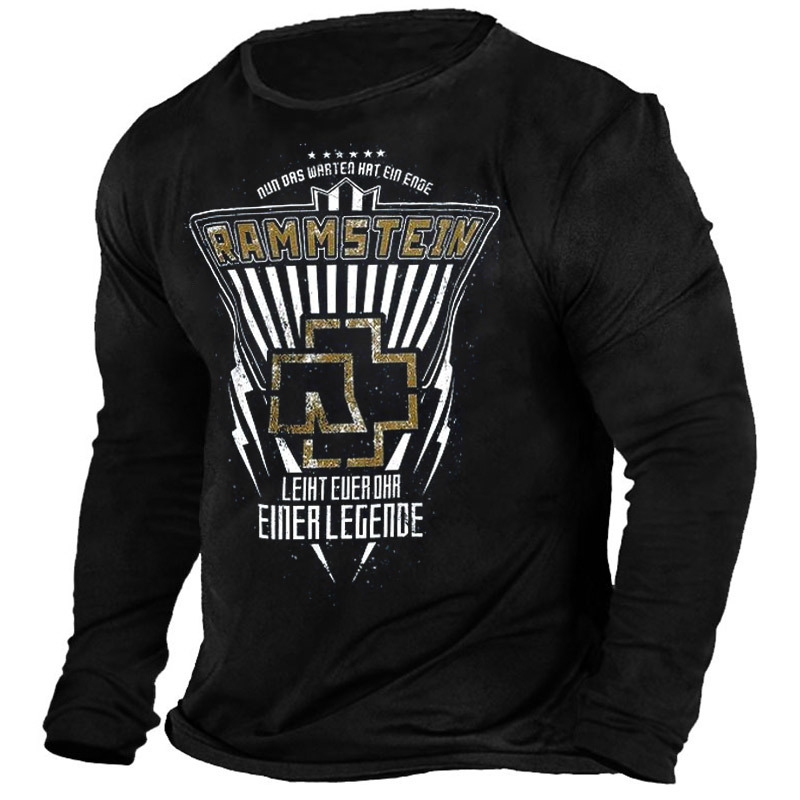 Men's Rammstein Rock Band Print Long Sleeve Crew Neck T-Shirt