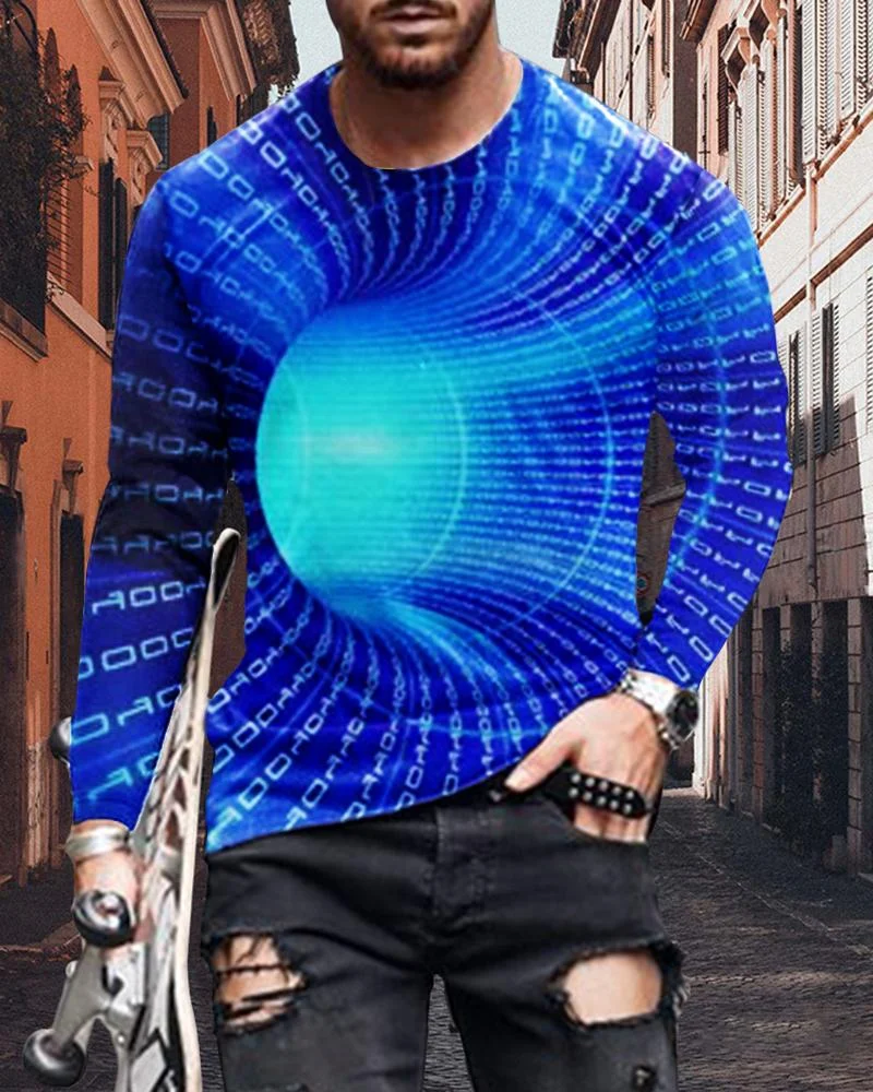 Men's Casual Abstract Printed Long Sleeve