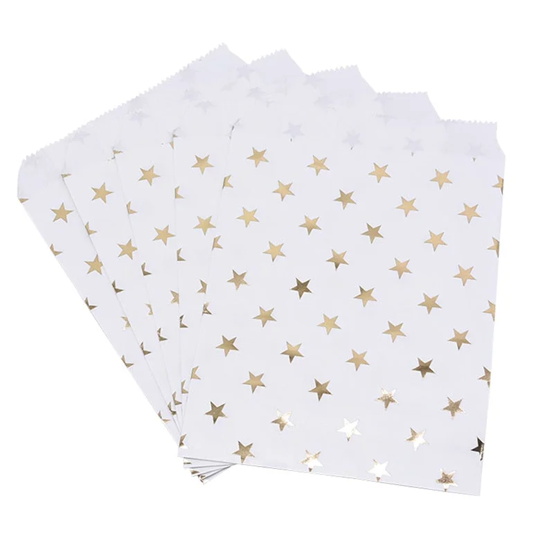 25Pcs Paper Bags Candy Gift Bag Food Packaging Christmas Wedding Favor Baby Shower Rose Gold Birthday Party Decoration Treat Bag