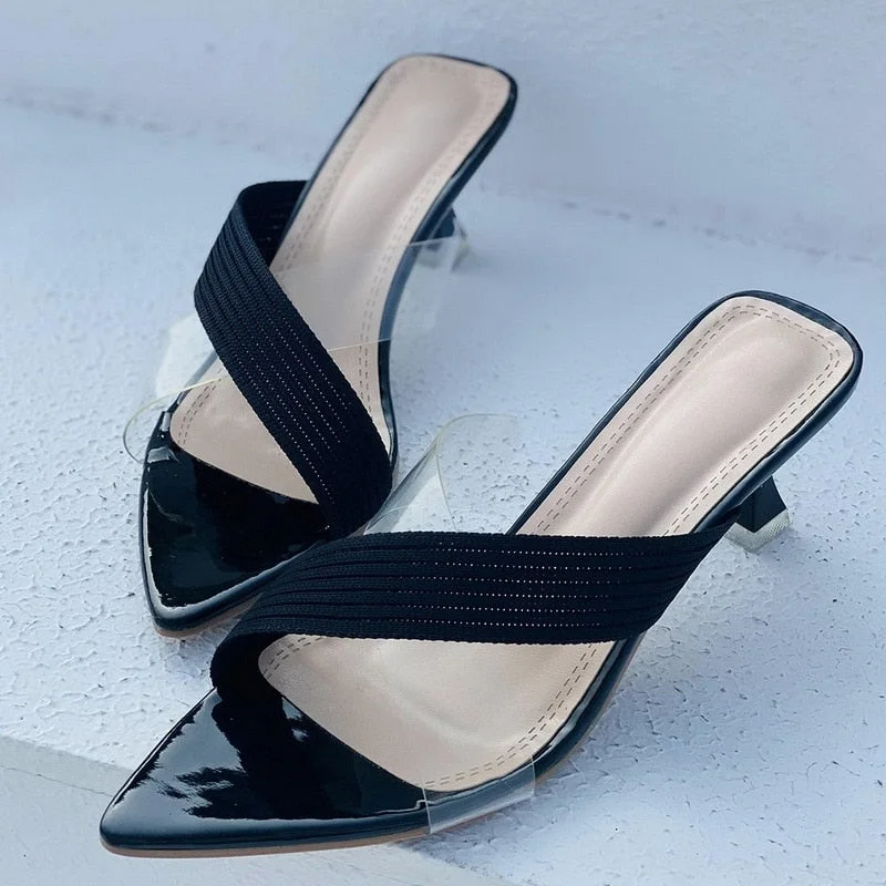 Summer 2021 Sandals For Women PVC Slippers Women's Strange Style High-heeled Sandals Transparent Thin Heel Shoes Large Size