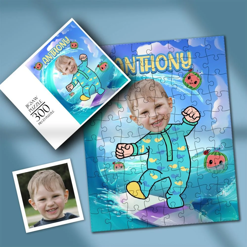 Custom Face Photo Classical Cocomelon Style Personalized Jigsaw Puzzle - 35-1000 pieces