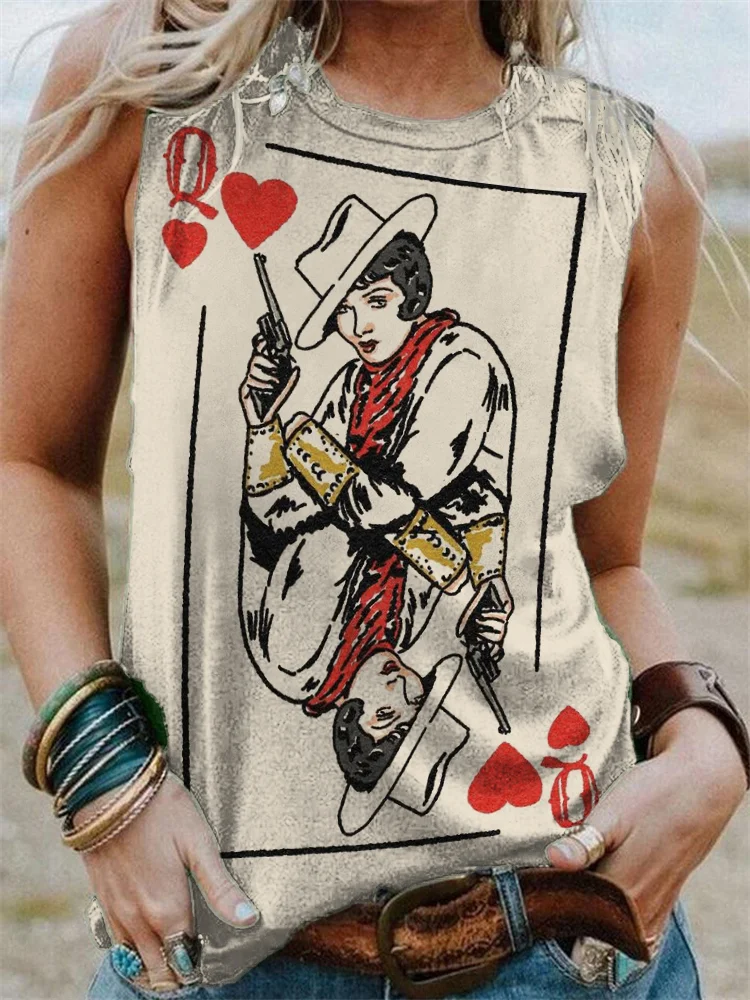 Western Cowgirl Queen of Hearts Tank Top
