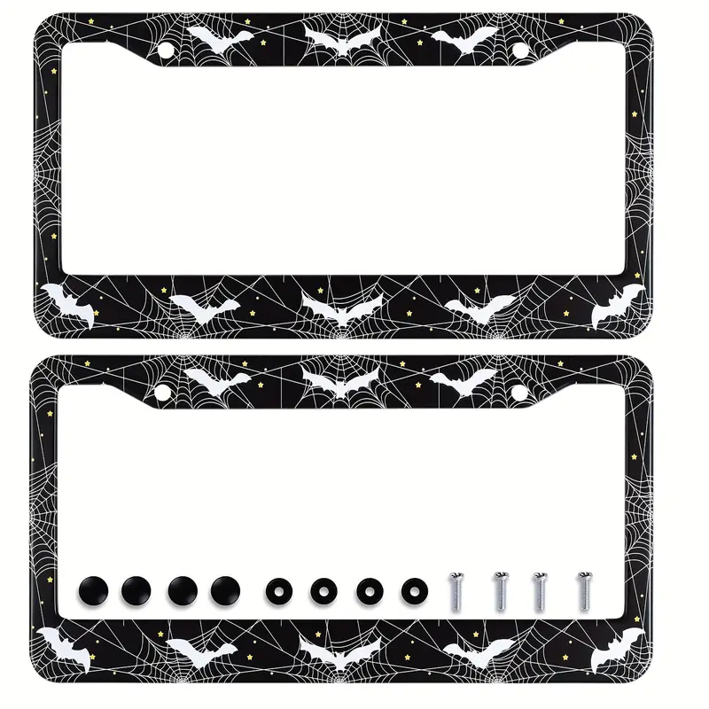 Halloween Black Double Hole Bat License Plate Frame