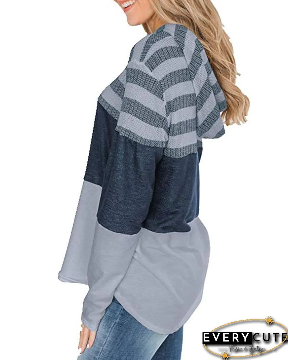 Color Block Splicing Drawstring Hoodies