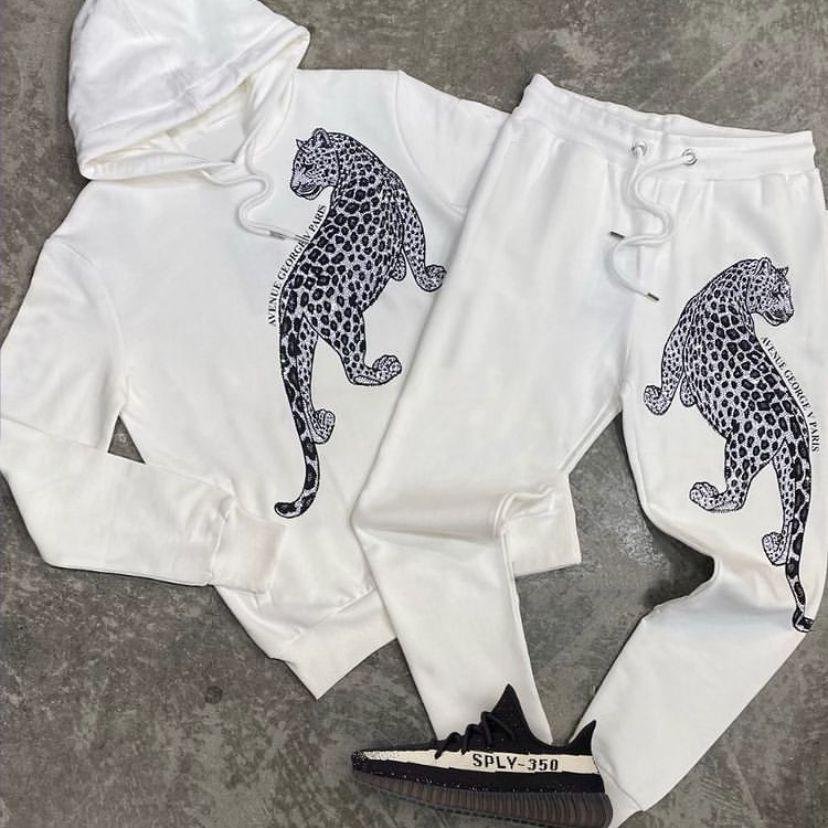 Two-piece fashion long-sleeved leopard hoodie