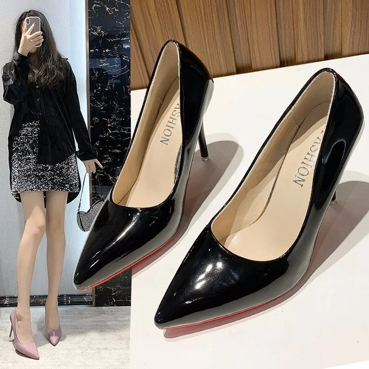 2021 New Women Yellow Blue 10cm High Heels PU Leather Female Scarpins Office Pointed Toe Tacons Pumps Shoes Plus Size