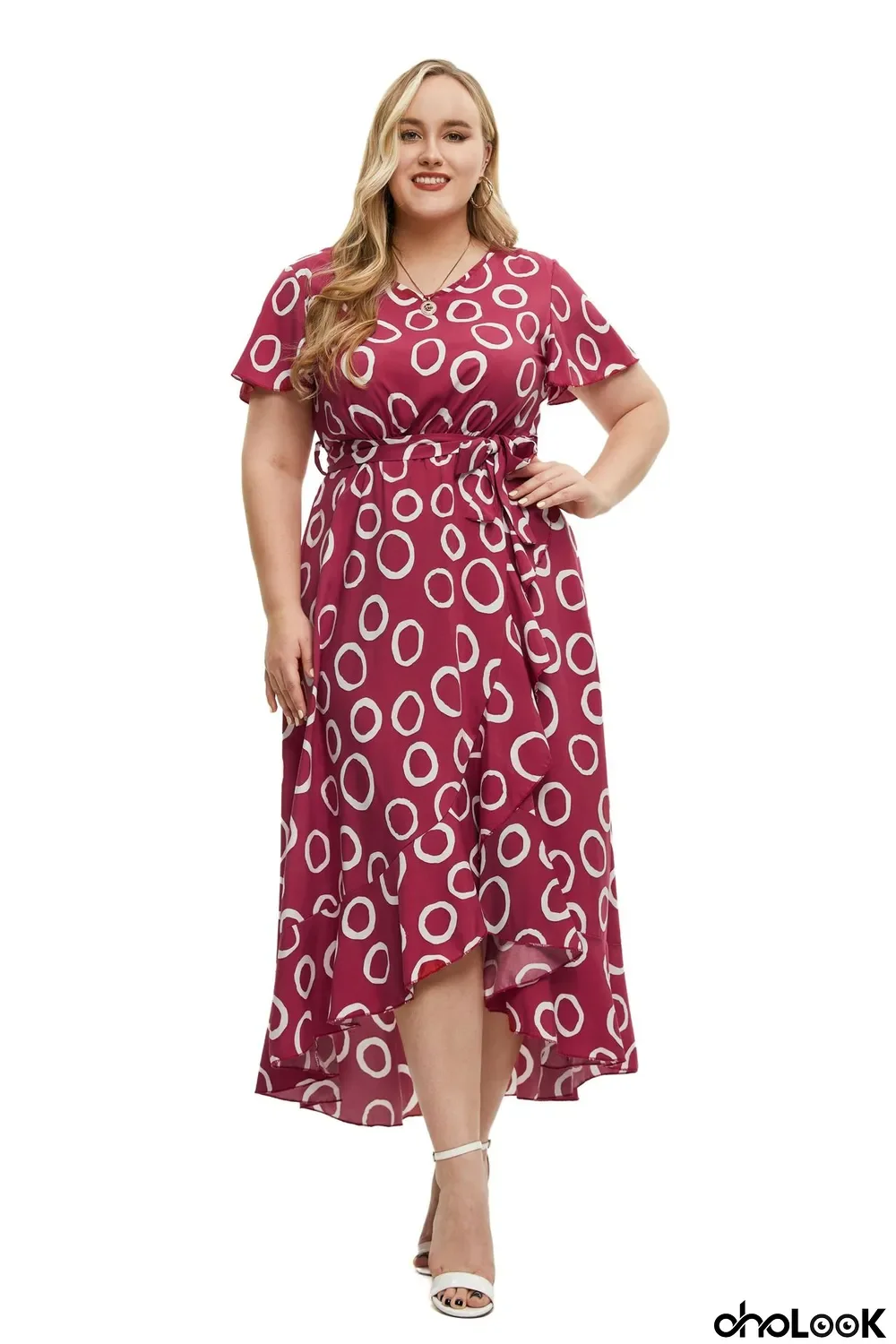 Plus Size Women's Summer Short Sleeve Maxi Dress