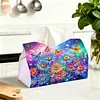 (24cm)Diamond Art Tissue Box Cover DIY PU Desktop Organizer Large(Flower)