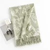Autumn Winter Warm Floral Tassels Shawl Scarf