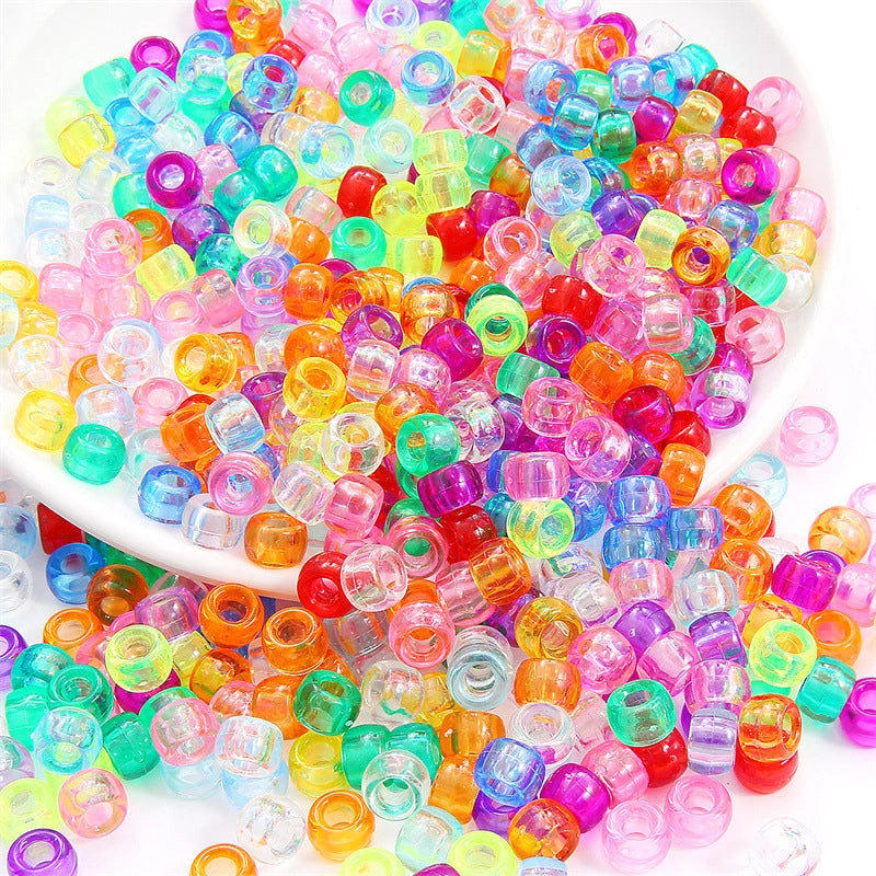 Acrylic Large Hole Barrel Beads 9*6mm Pony Beads Woven Handmade Diy Hand String Jewelry Accessories Beads Loose Beads
