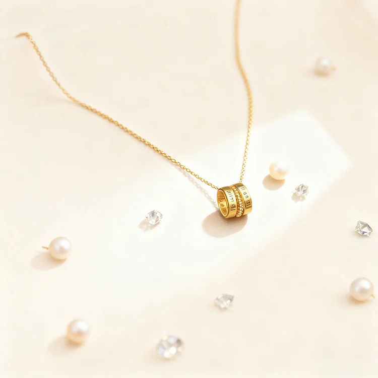 For Love - Customized Names Double Circles Necklace