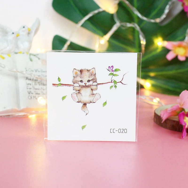 Cartoon Cat and Dog Face Stickers Tattoo Stickers Waterproof Girl/Child Cute Makeup Stickers Small Tattoo Pet Temporary Tattoos