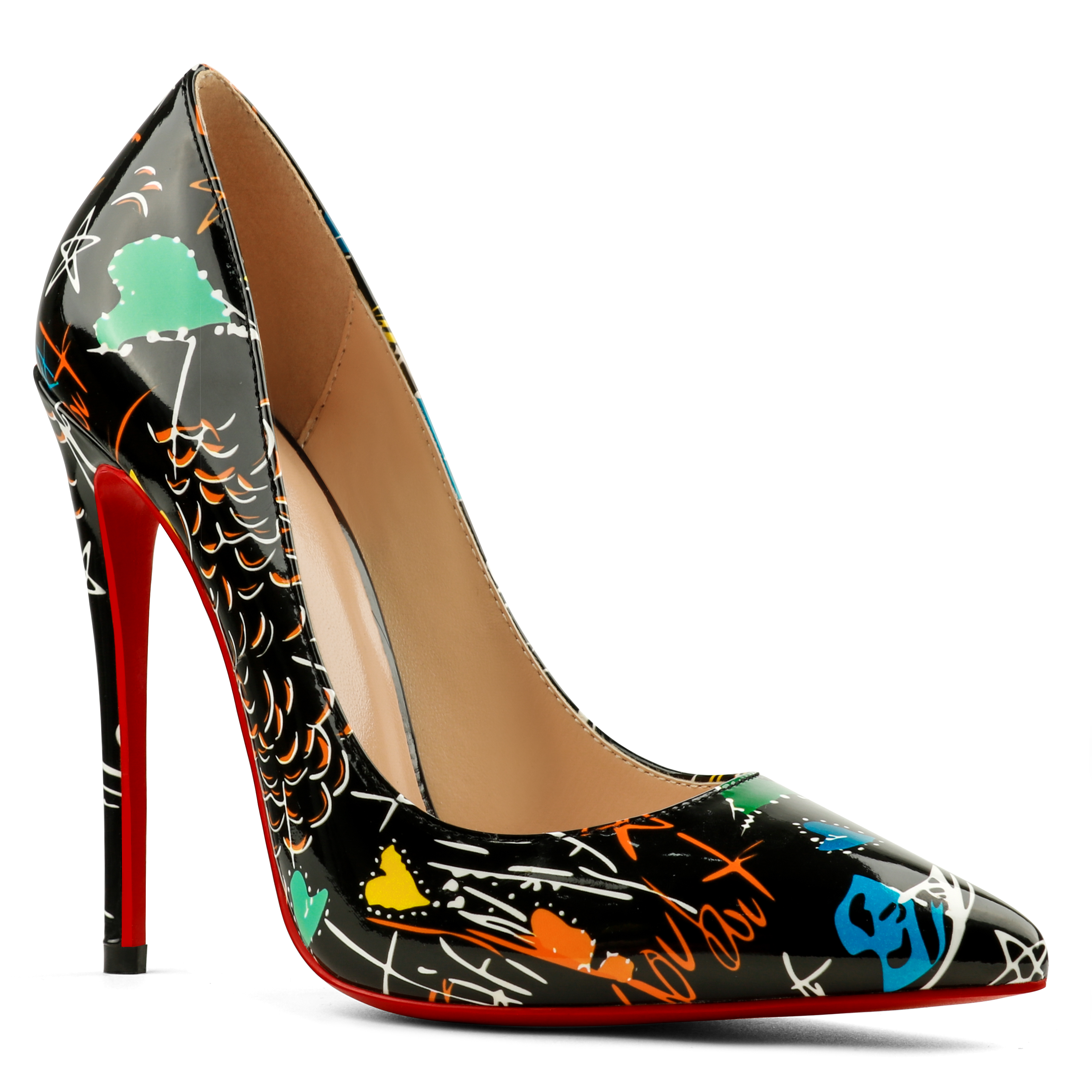 100mm/120mm Women's Classic Pointed Toe Stiletto Heels Multicolor with Red Bottom Shoes-MERUMOTE