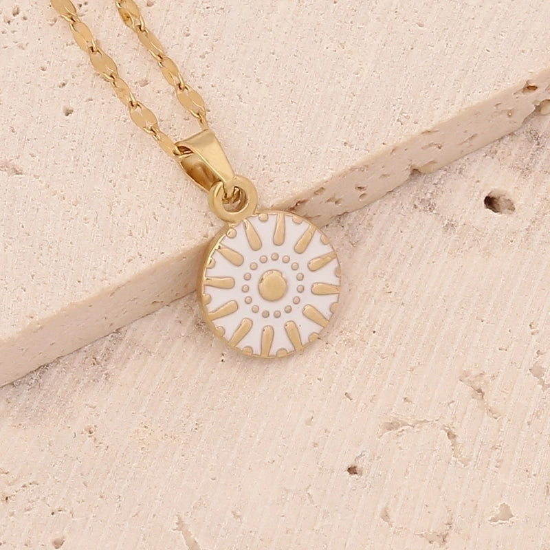 Fashion Portrait Geometric Owl Stainless Steel Plating Inlaid Zircon 18K Gold Plated No Inlaid Pendant Necklace