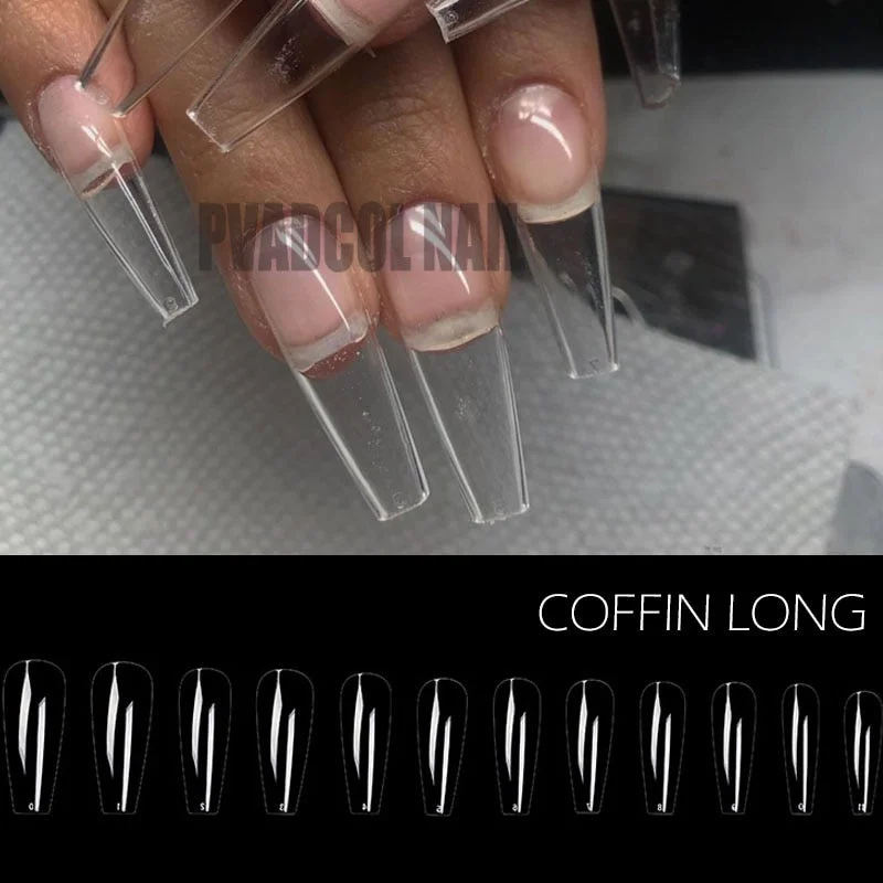 Gel X Nails Extension System Full Cover Sculpted Clear Stiletto Coffin False Nail Tips 240pcs/bag