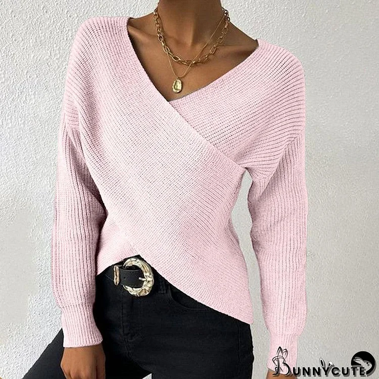 Sweet Plain V-Neck Sweater
