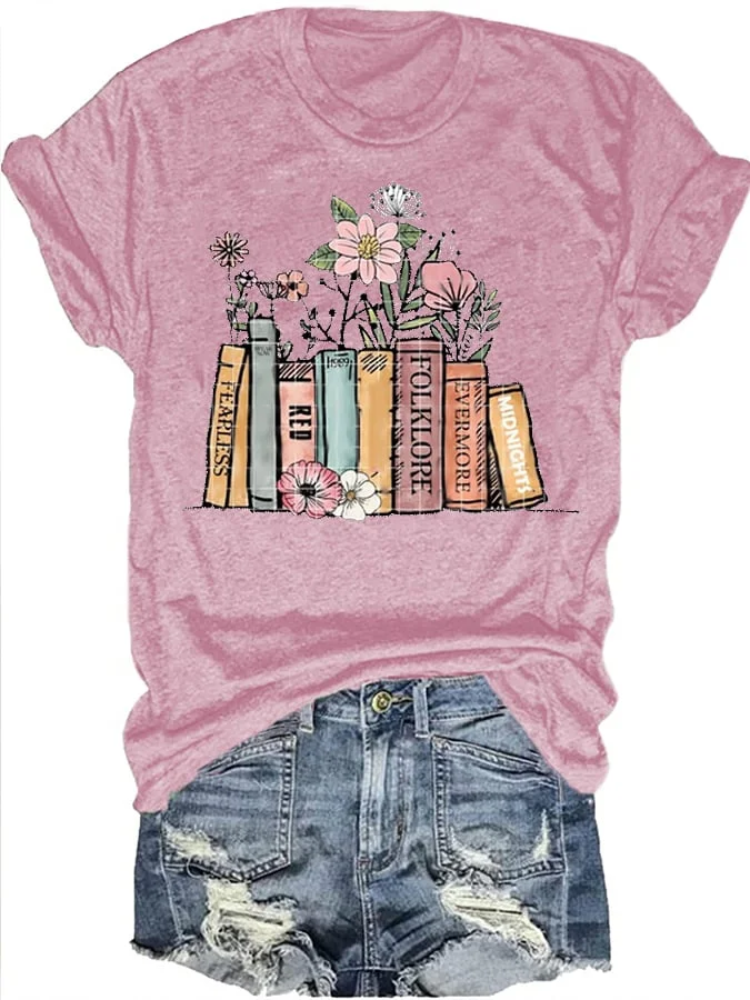 T.S. Version Albums As Books Casual Printed T-Shirt