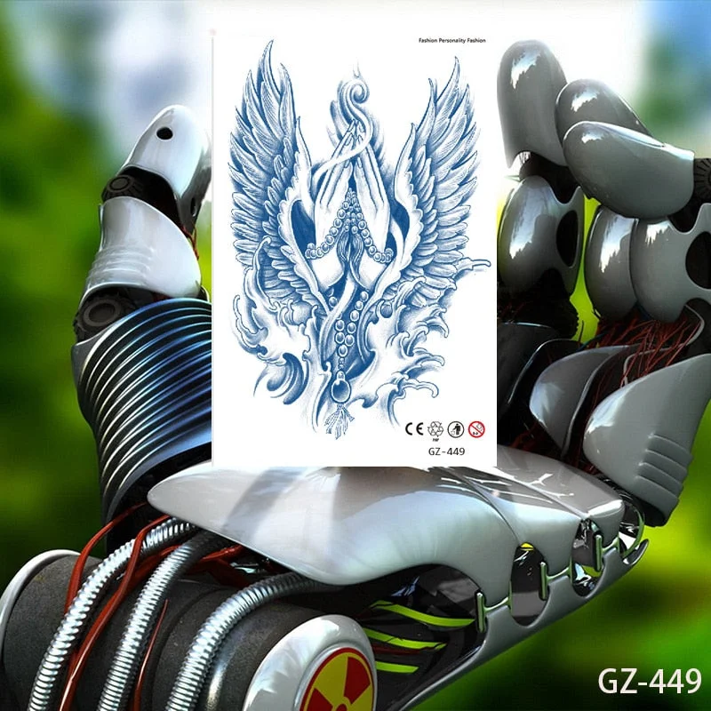 Temporary Waterproof Tattoos Stickers Christian Buddhism Taoism Pray Juice Ink Lasting Men Women Chest Body Arm Fake Tatoo DIY