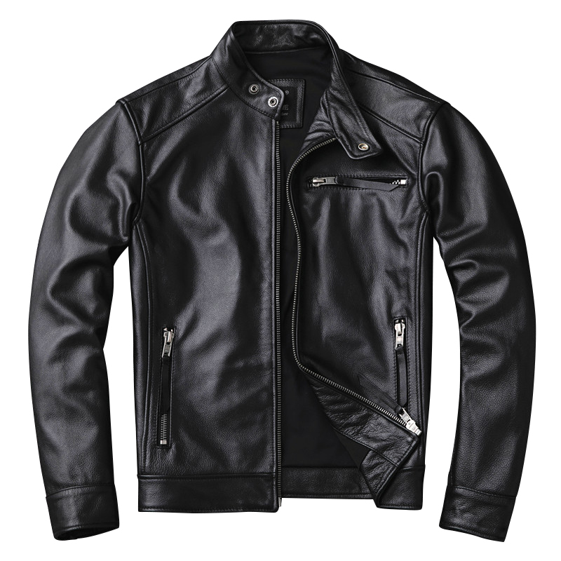 Super Sales.classic Biker Genuine Leather Jacket.cool Slim Cowhide Coat.men Fashion Leather Jacket.plus Size