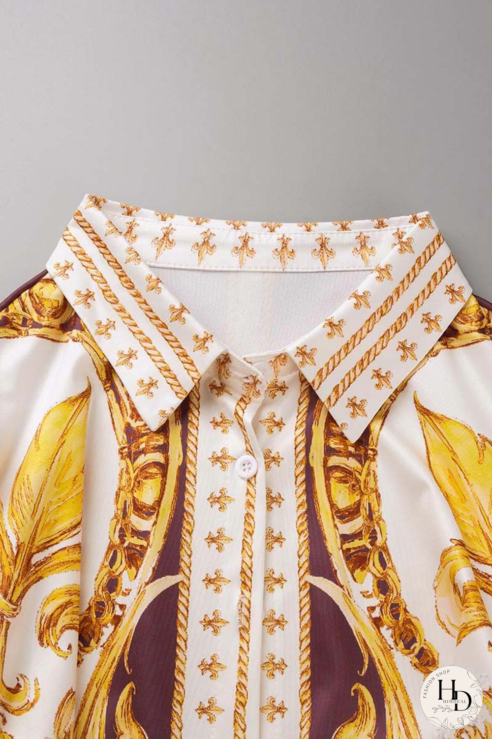 Brown Casual Print Patchwork Turndown Collar Long Sleeve Two Pieces