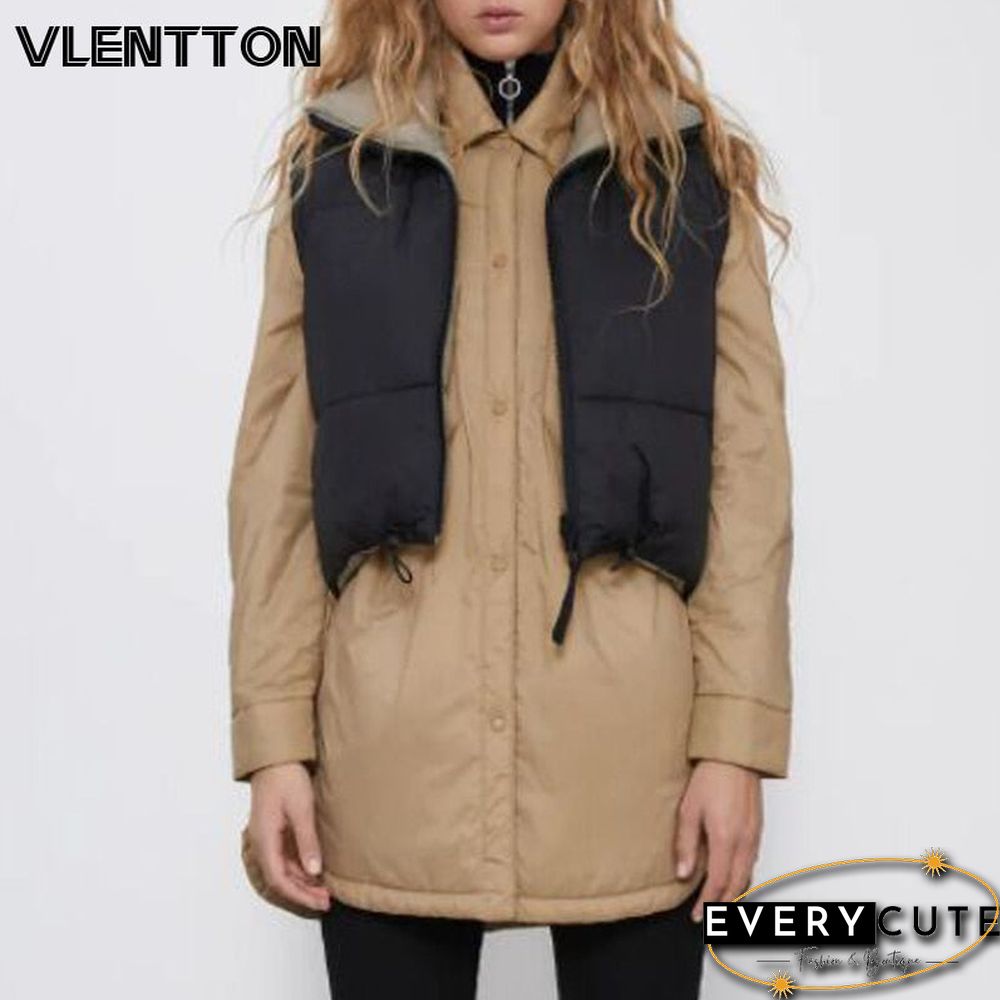 Autumn Winter New Women Vintage Black Jacket Coat Fashion Double Sided Warm Sleeveless Outerwear Female Casual Short Cotton Tops