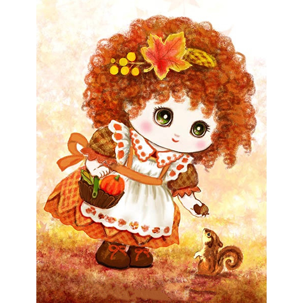 

30*40CM - Round Drill Diamond Painting - Cartoon Girl, 501 Original