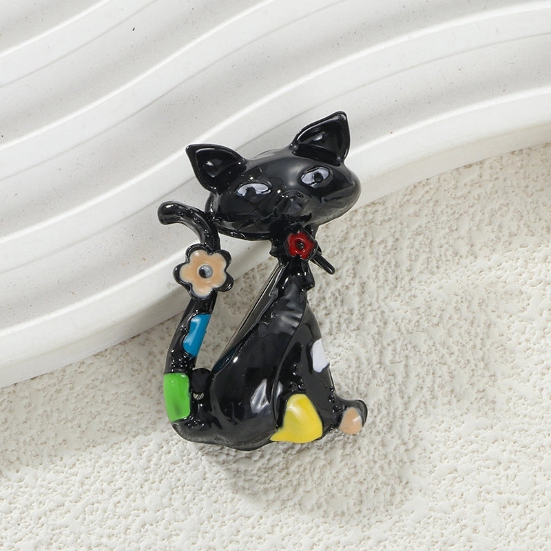Cute Pin Cartoon Cat Alloy Enamel Unisex Brooches