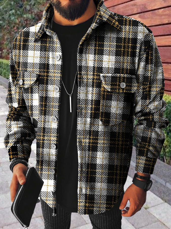 Check Textured Long Sleeve Jacket