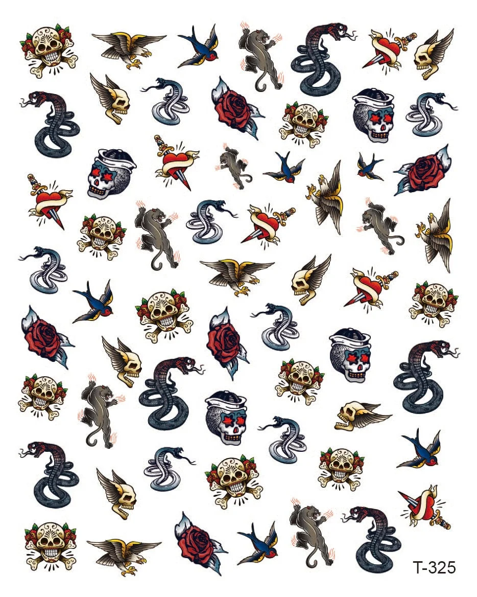 3D Nail Stickers Snake Dragons Design Adhesive Water Transfer Stickers DIY Nail Art Decoration Manicure Salon Acrylic Tips Tool-Nail Inspo