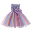 Kids Girl Princess Flower Sleeveless Sequined Bow Fluffy Wedding Dresses