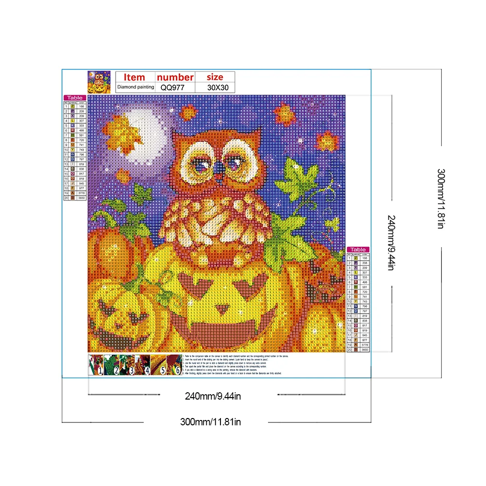 Diamond Painting - Full Round Drill - Owl Pumpkin(Canvas|30*30cm)