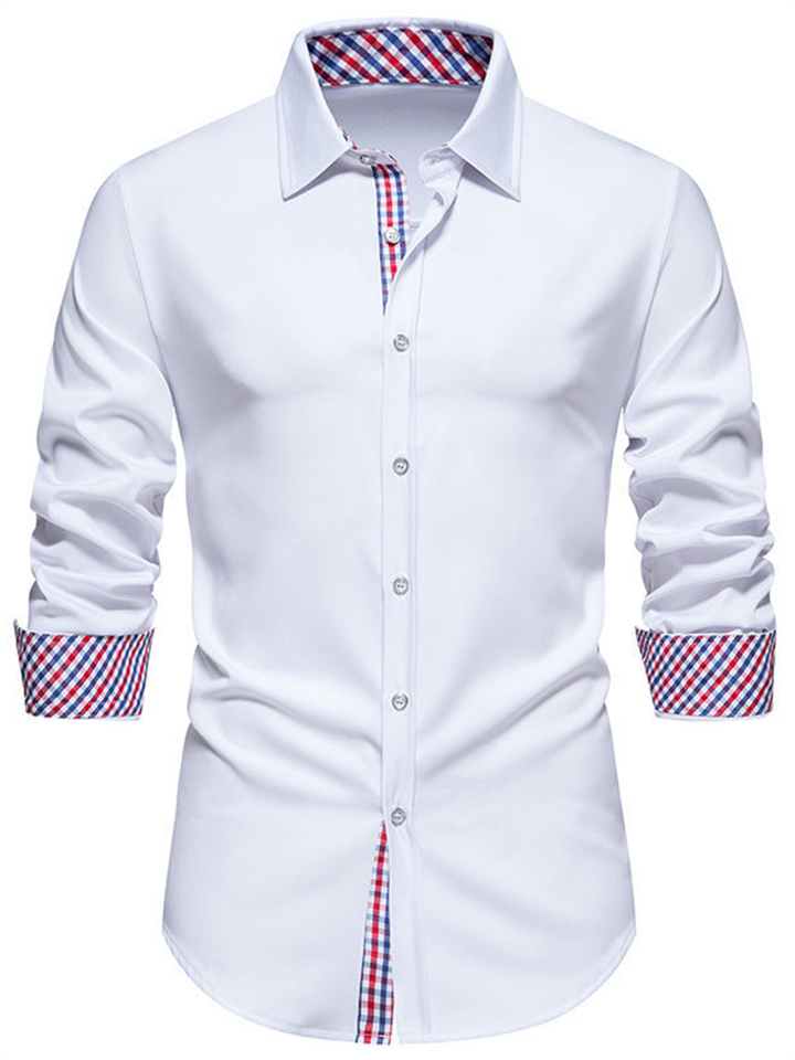 New Printed Long-sleeved Shirt Men's Casual Splicing Shirt