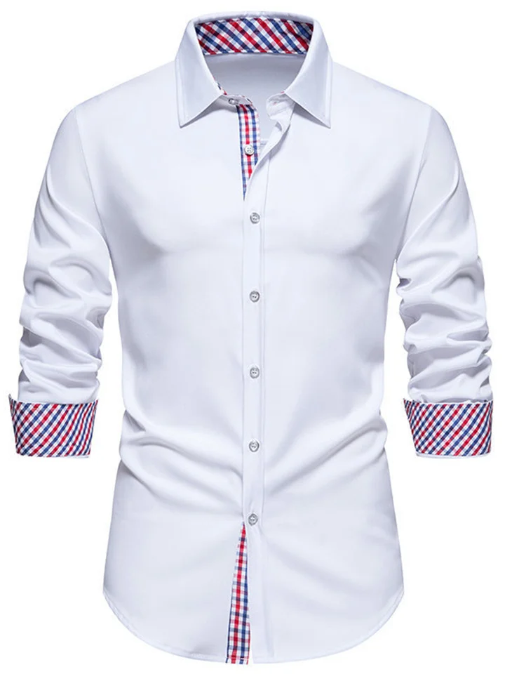 New Printed Long-sleeved Shirt Men's Casual Splicing Shirt