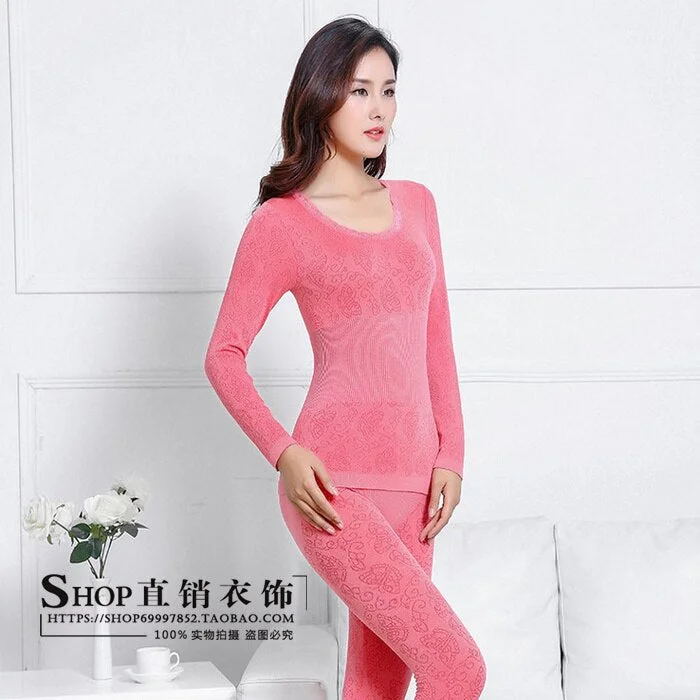 Thermal Underwear Women O-Neck Lace Thin Soft Warm Simple Abdomen Slim Tight Womens All-match Solid Breathable Cotton Trendy