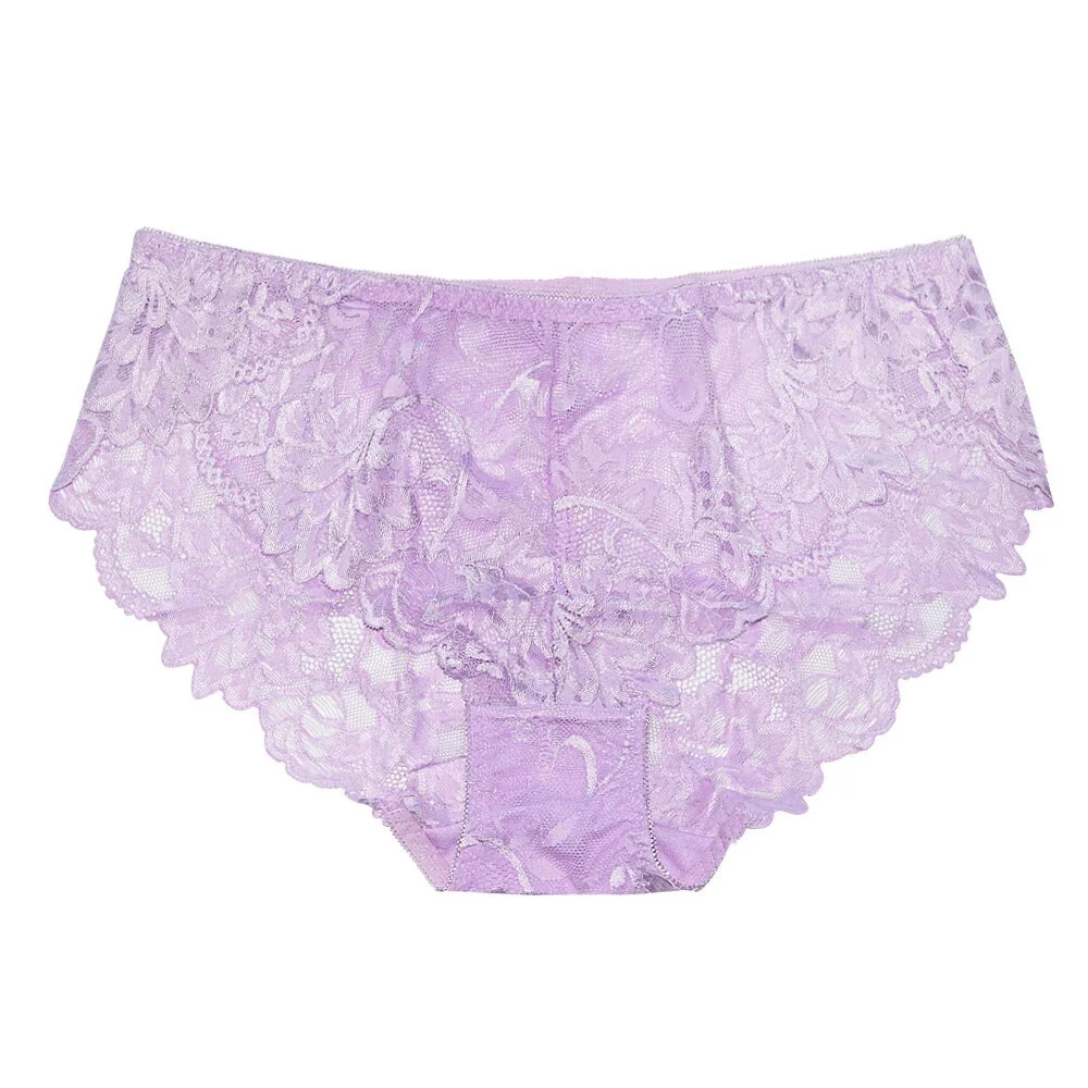 FallSweet Women Full Lace Panties Solid Sexy Briefs Female Plus Size Underwear Mid Rise 4XL