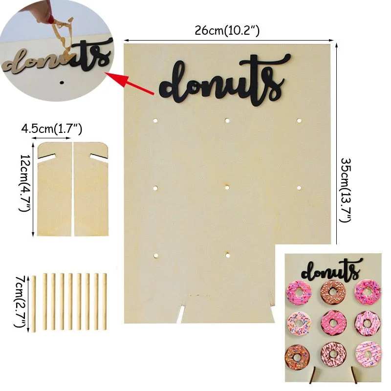 DIY Wooden Donut Wall Rustic Wedding Decoration Table Donut Party Decor Baby Showers Bridal Shower Birthday Party Favor