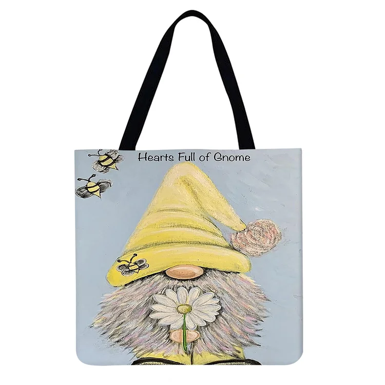 Cartoon Gnome Flower - Linen Tote Bag