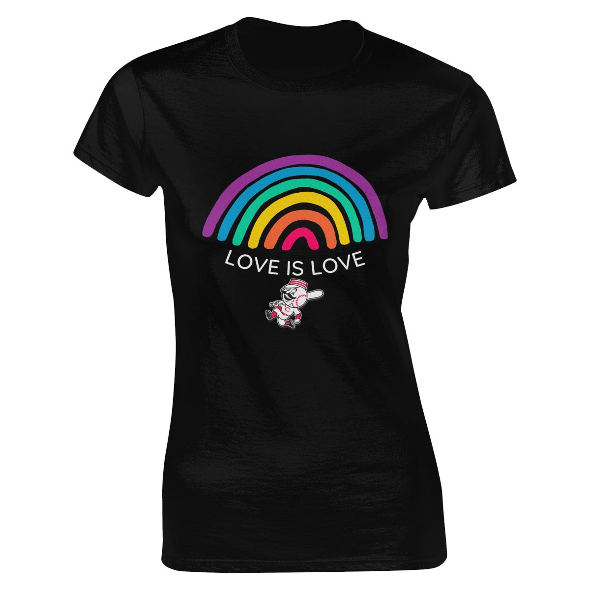 Cincinnati Reds Love is Love Pride Rainbow Women's Crewneck T-Shirt