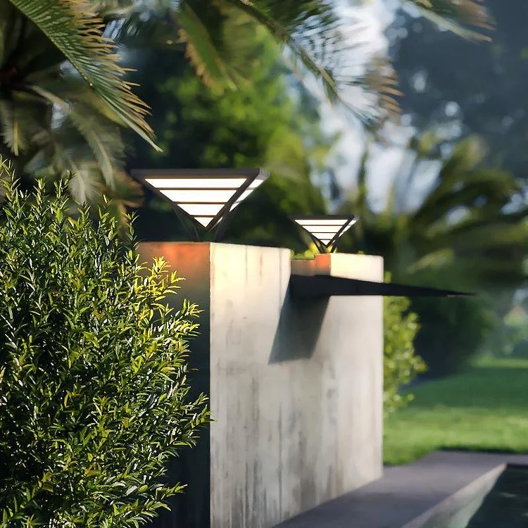 Geometric Aluminum Waterproof LED Black Modern Outdoor Light Pillar Lamp - Appledas