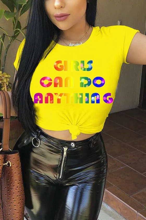 Stylish Colorful Letter Print Top