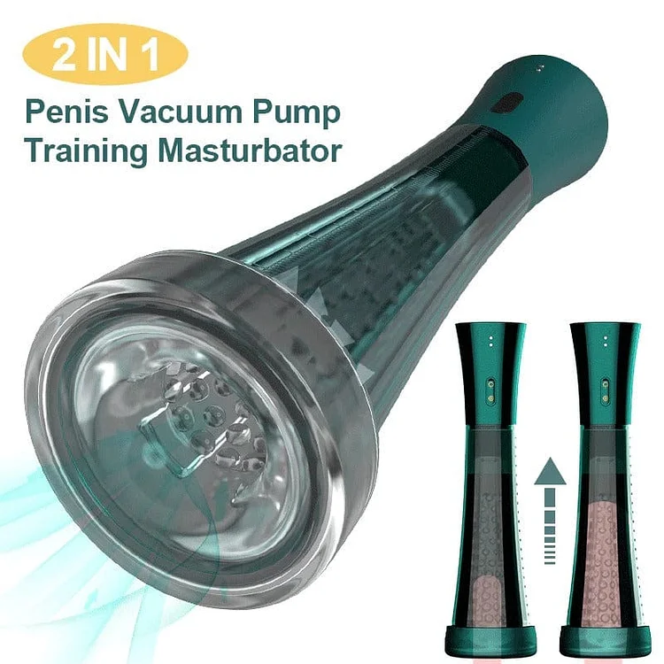 Pornhint 2 IN 1 Electric Male Penis Pump Vacuum Pump Masturbator Penile Enlargement Enhancer Penile Trainer Adult Tool Sex Toys for Men