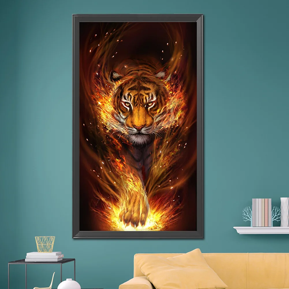 Diamond Painting - Full Round Drill - Fire Tiger(40*80cm)