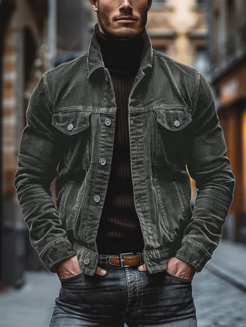 Men's Vintage Corduroy Lapel Single Breasted